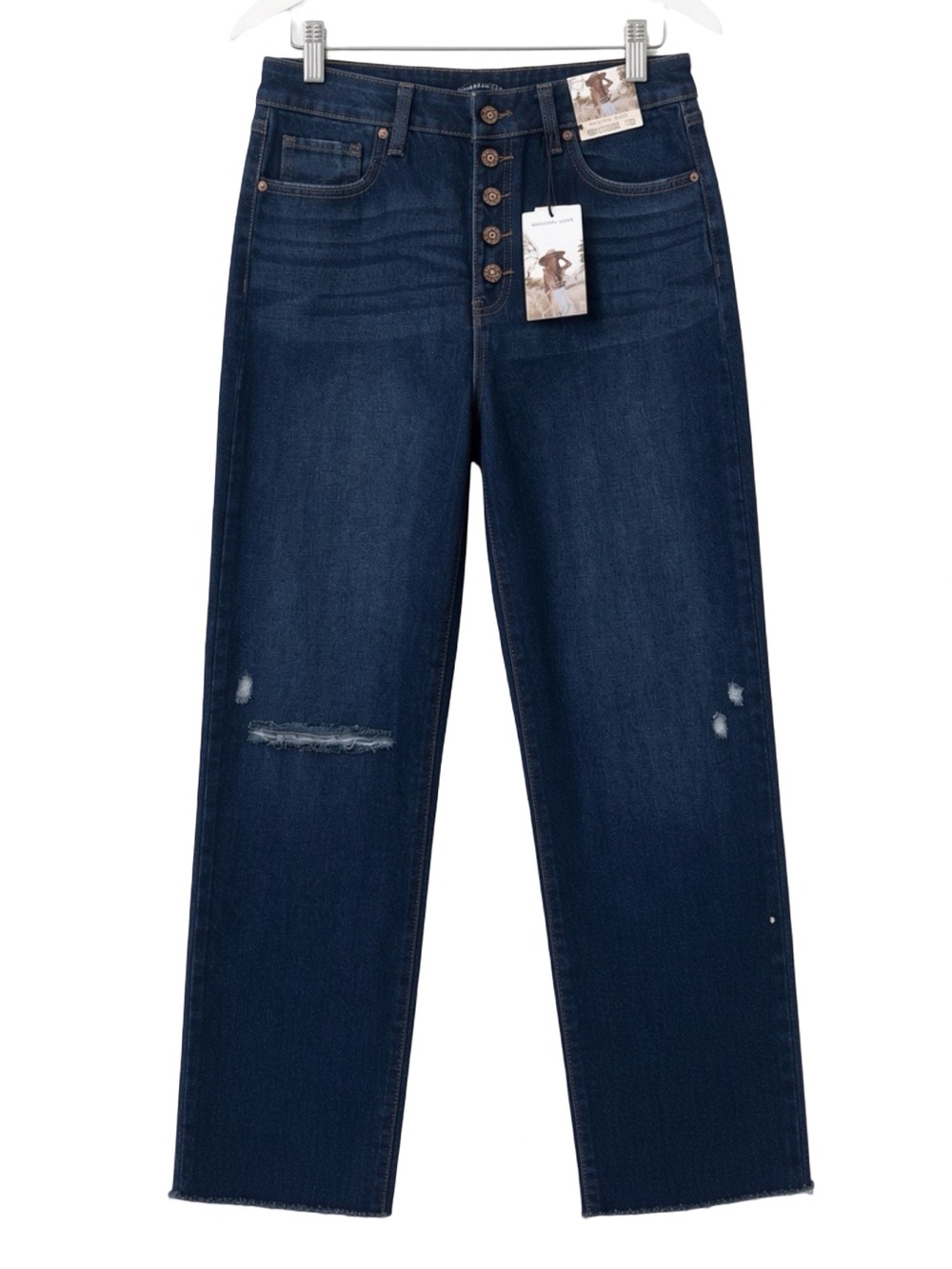 Sincerely Jules Mom Stovepipe Distressed Jeans In Dark Ocean Size 7 Junior NWT
